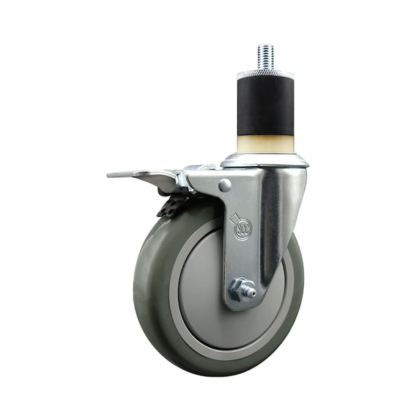5'' SS Gray Poly Swivel 1-7/8'' Expanding Stem Caster Total Lock Brake